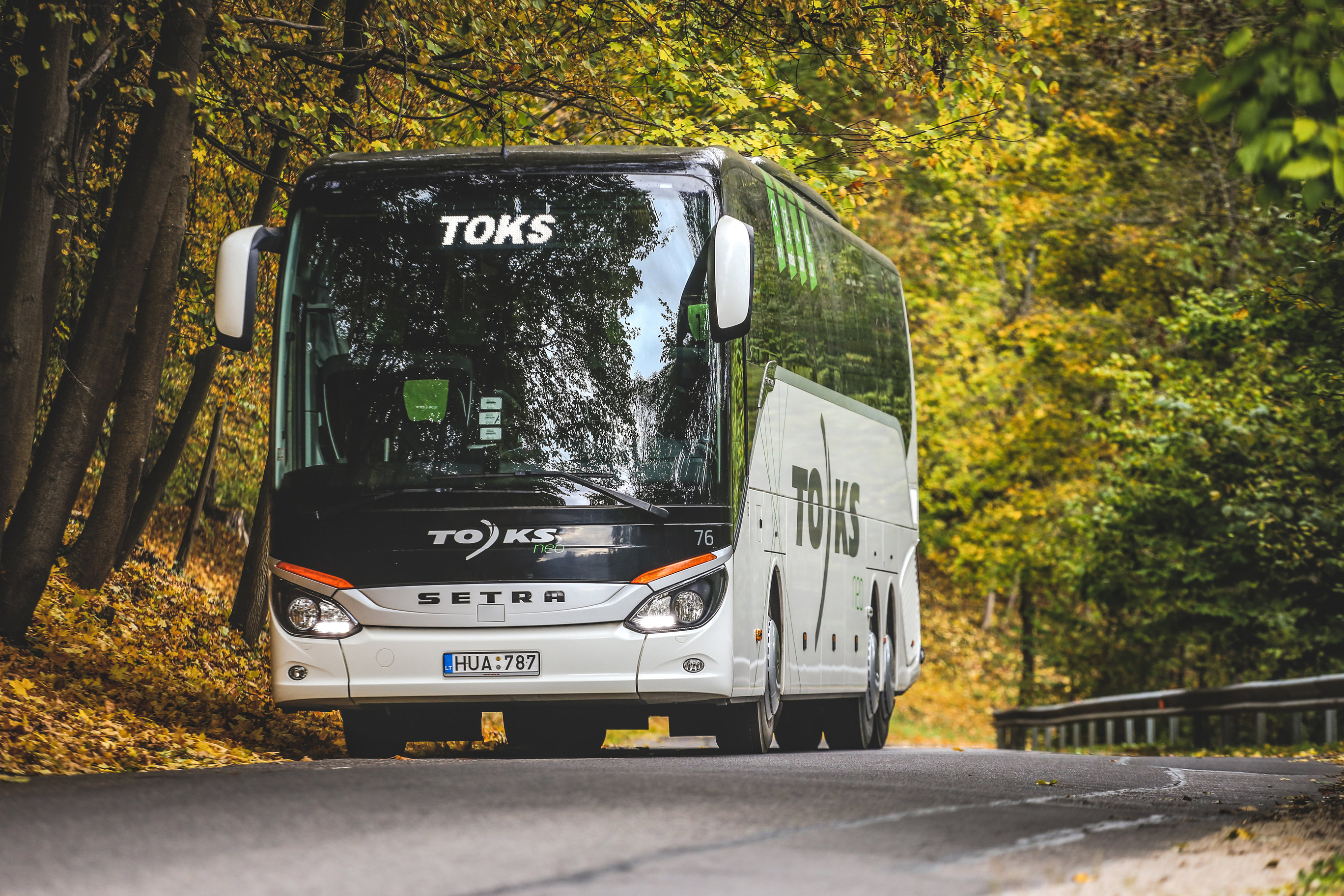 TOKS Setra coach on a Lithuanian road
